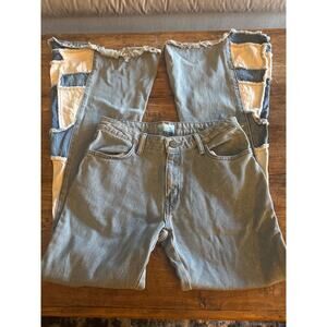 Mumu Blue patchwork denim ultra flared high rise jeans size 26